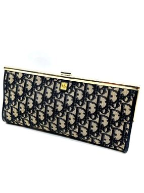 Dior Beige and Navy Signature Monogram Clutch